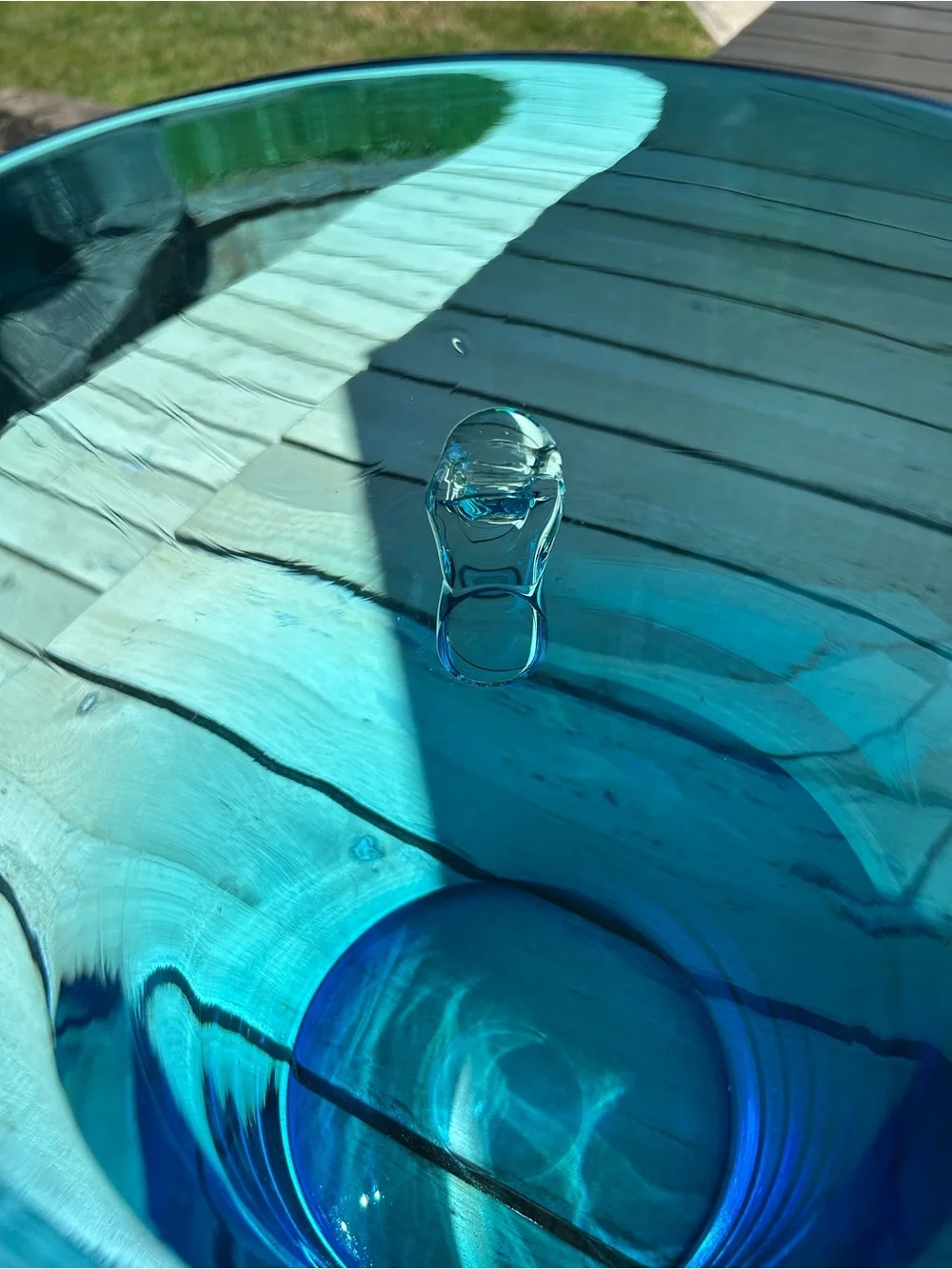 Vintage Hand Blown Glass Blue Ice Bucket
